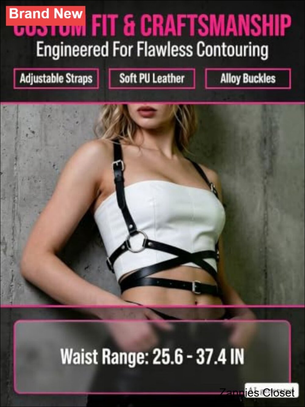 ๐ป Punk PU Leather Harness Belt Adjustable Chest Waist Strap for Party Cosplay - Picture 4 of 5